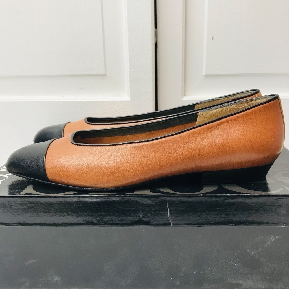 EVAN PICONE Bambi Luggage Black Nappa Heeled Flats Size 5.5M